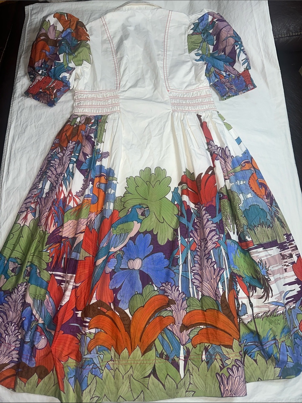 Maeve Puff-Sleeve Smocked Shirt Dress Size S - Picture 10 of 16